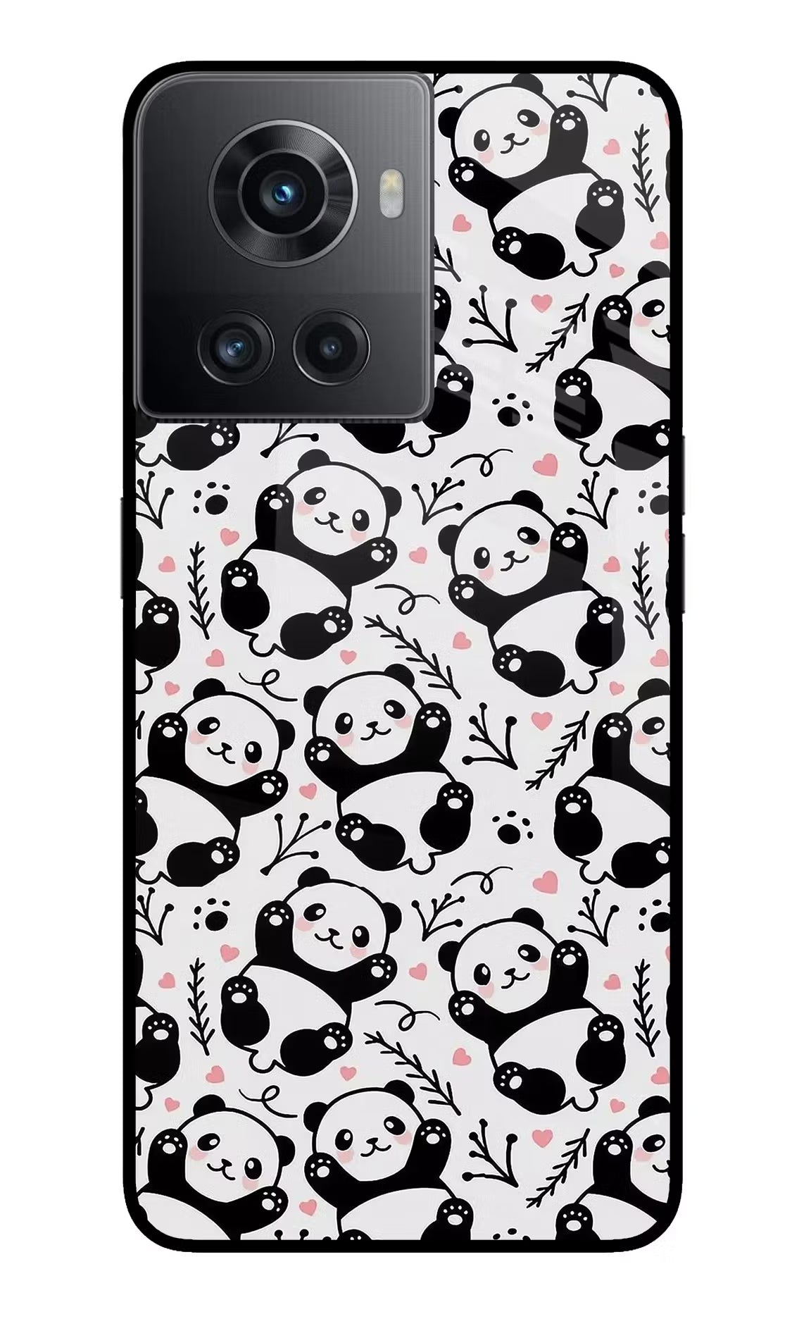Cute Panda OnePlus 10R 5G Glass Case Back Cover by Casekaro