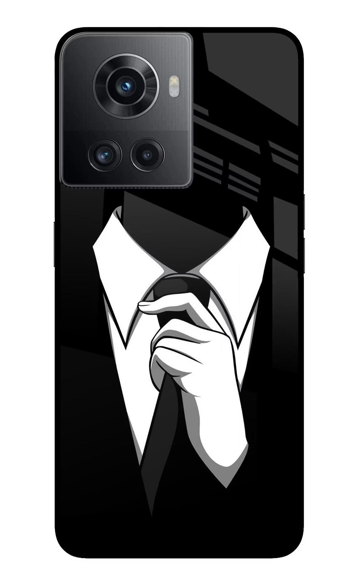 Black Tie OnePlus 10R 5G Glass Case Back Cover by Casekaro