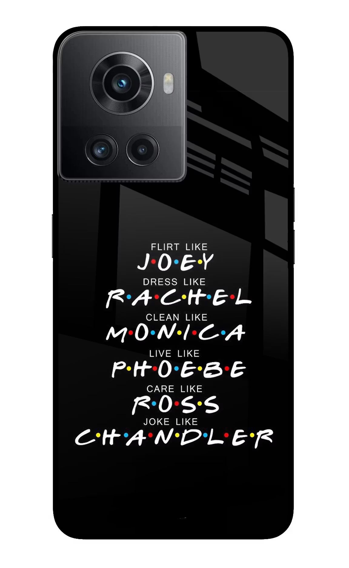 FRIENDS Character OnePlus 10R 5G Glass Case Back Cover by Casekaro