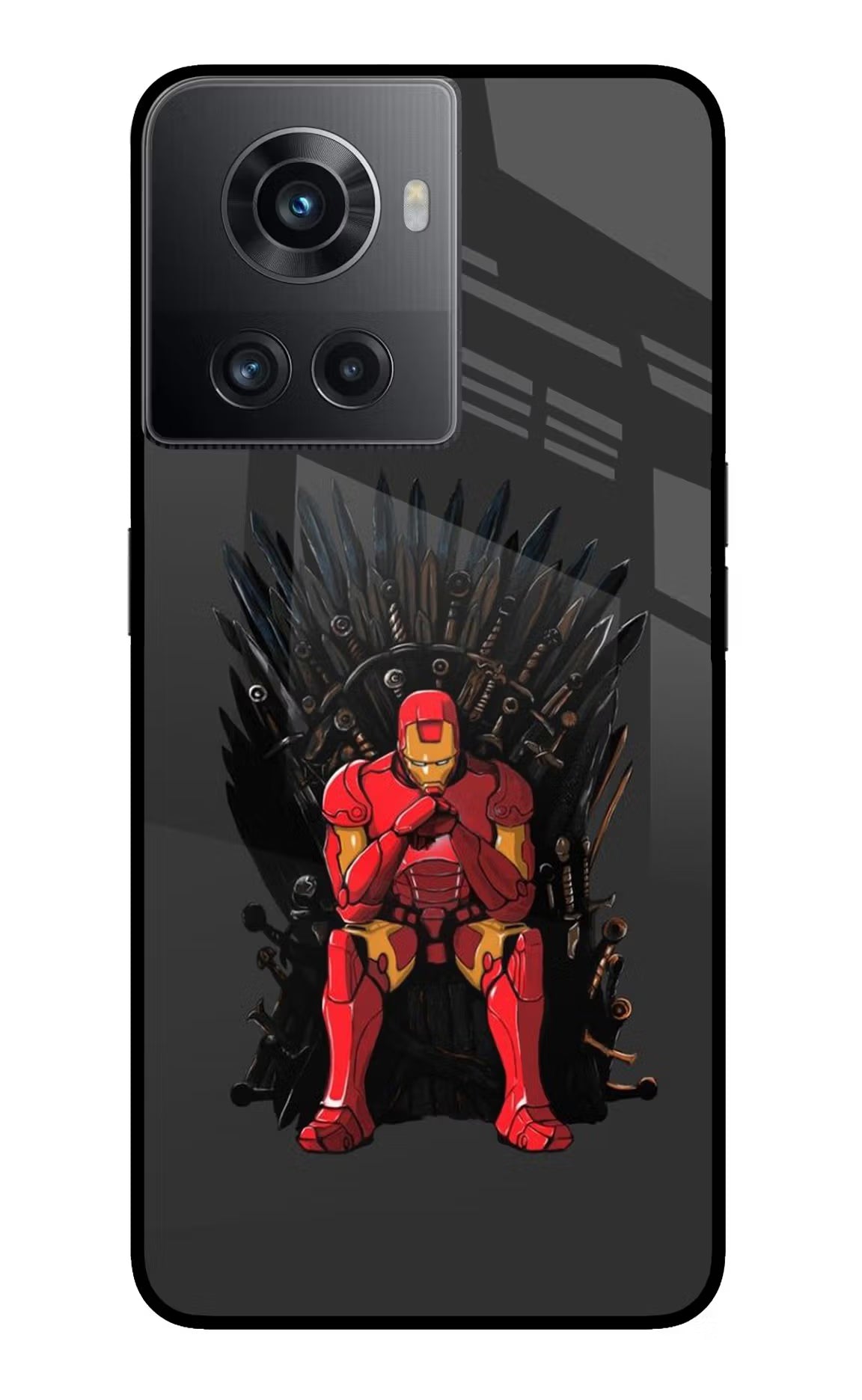 Ironman Throne OnePlus 10R 5G Glass Case Back Cover by Casekaro