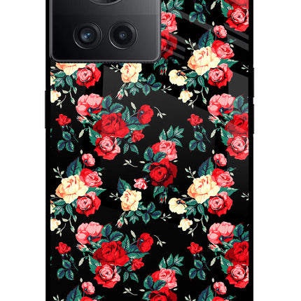 Rose Pattern OnePlus 10R 5G Glass Case