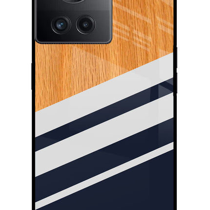 Blue and white wooden OnePlus 10R 5G Glass Case