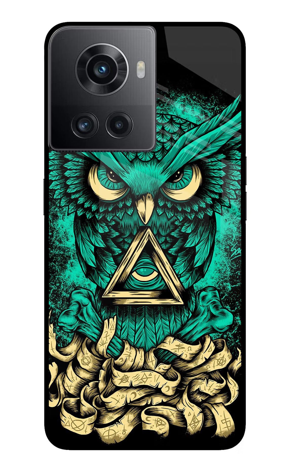 Green Owl OnePlus 10R 5G Glass Case Back Cover by Casekaro