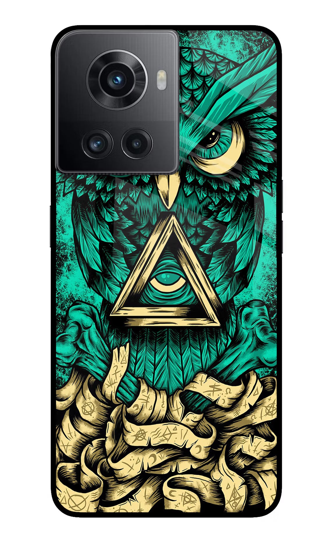 Green Owl OnePlus 10R 5G Glass Case Back Cover by Casekaro
