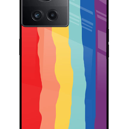 Rainbow OnePlus 10R 5G Glass Case Back Cover by Casekaro