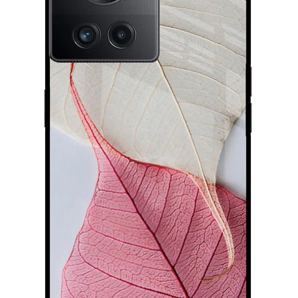 White Pink Leaf OnePlus 10R 5G Glass Case