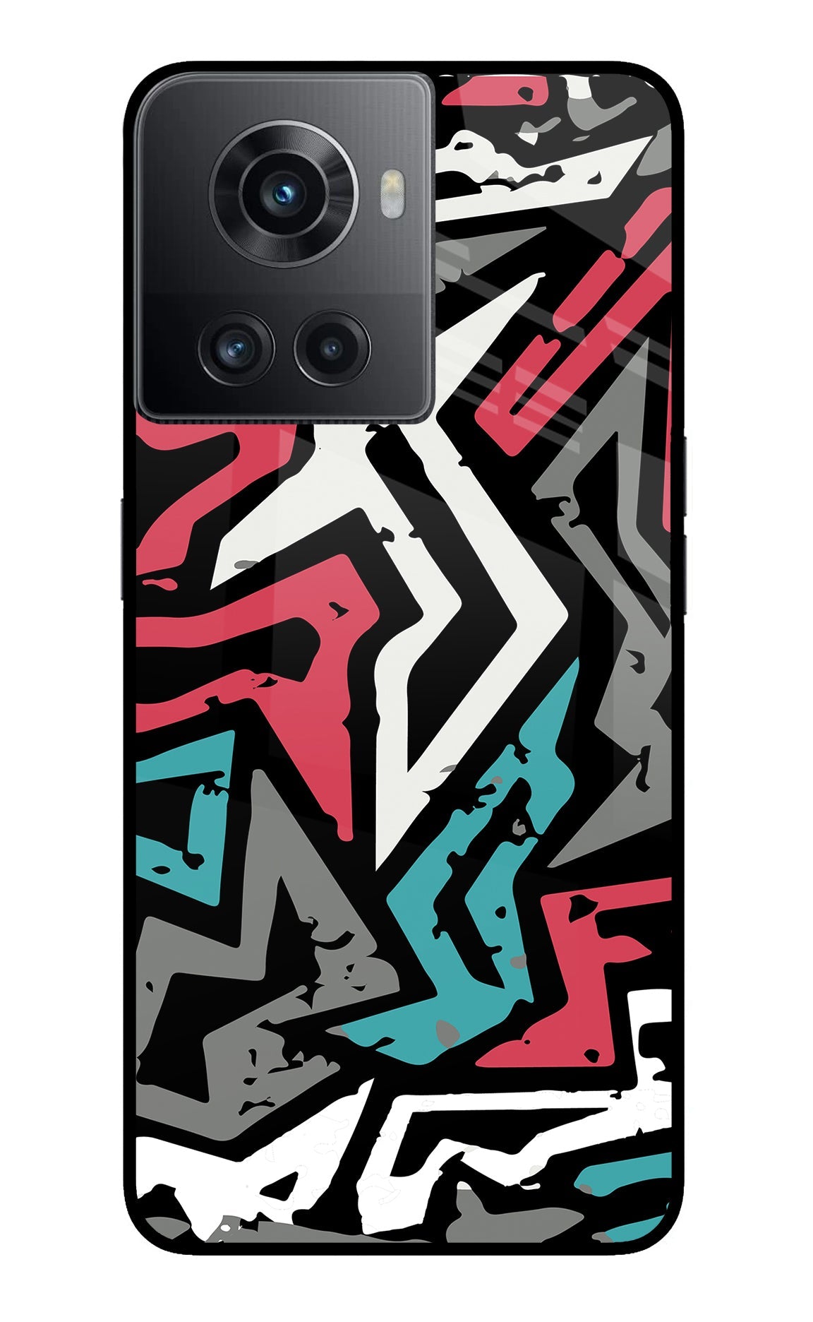 Geometric Graffiti OnePlus 10R 5G Glass Case