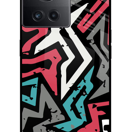 Geometric Graffiti OnePlus 10R 5G Glass Case Back Cover by Casekaro