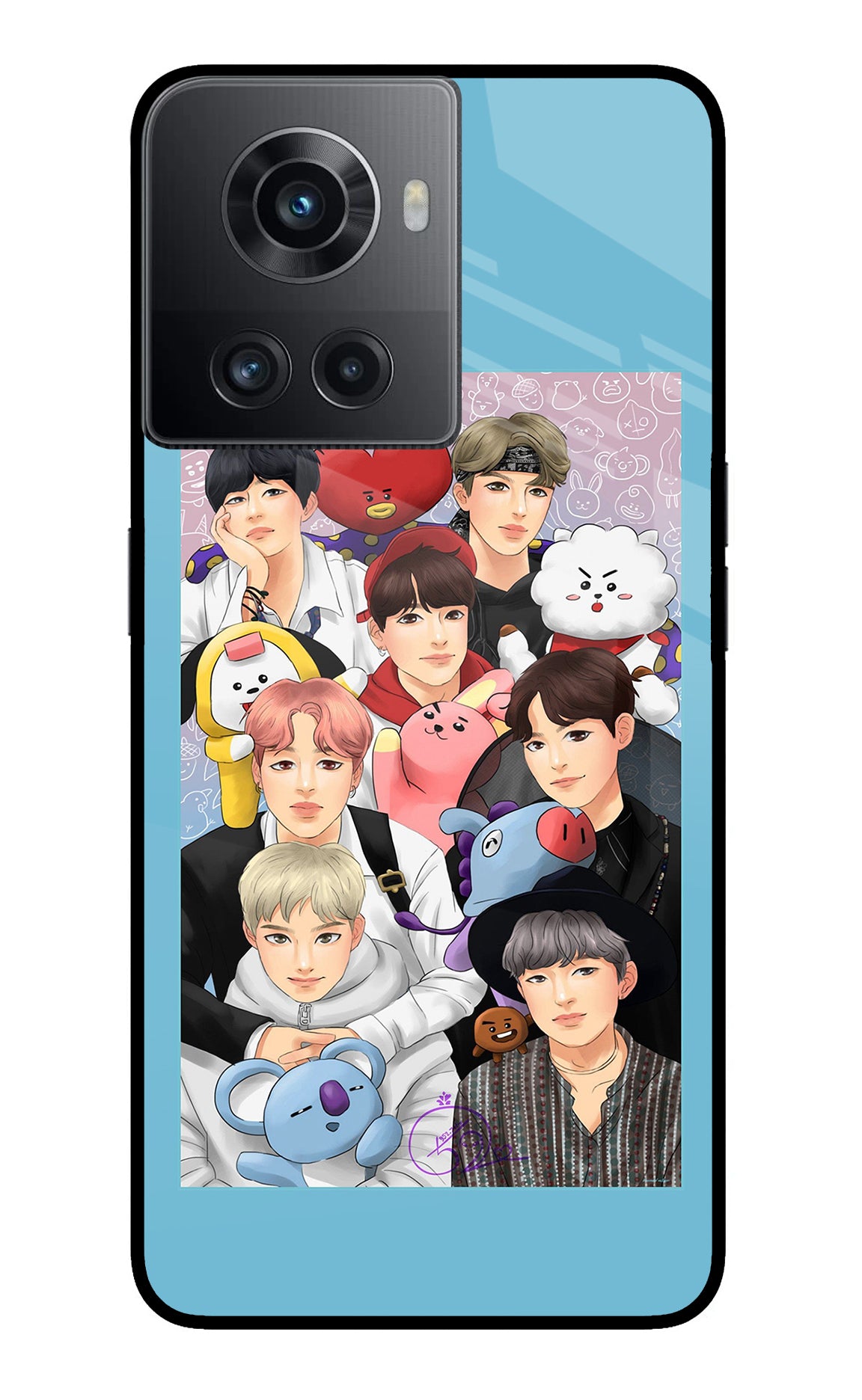 BTS with animals OnePlus 10R 5G Glass Case