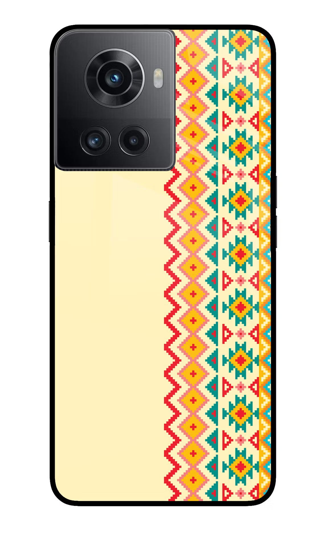 Ethnic Seamless OnePlus 10R 5G Glass Case Back Cover by Casekaro