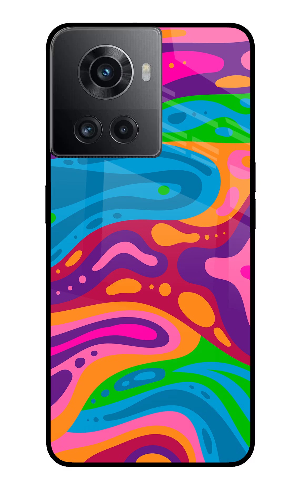 Trippy Pattern OnePlus 10R 5G Glass Case Back Cover by Casekaro