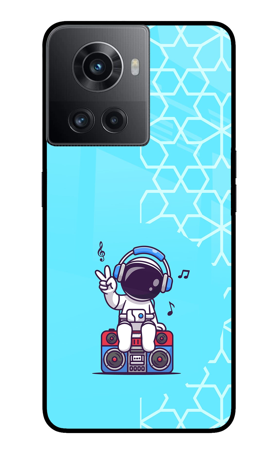 Cute Astronaut Chilling OnePlus 10R 5G Glass Case