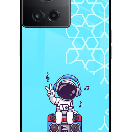 Cute Astronaut Chilling OnePlus 10R 5G Glass Case