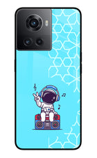 Cute Astronaut Chilling OnePlus 10R 5G Glass Case