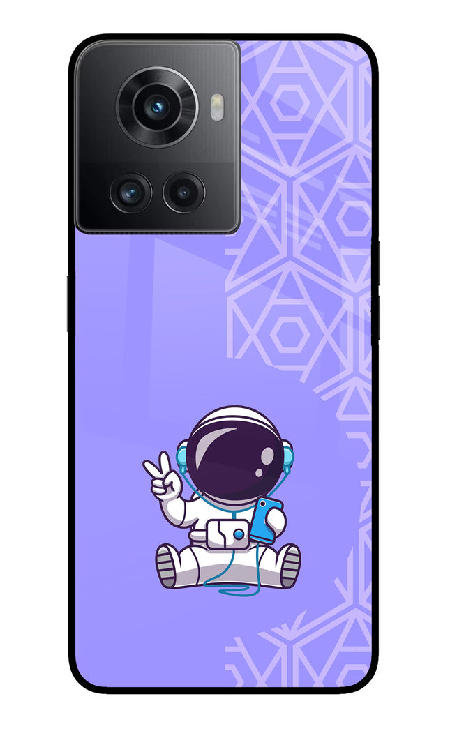Cute Astronaut Chilling OnePlus 10R 5G Glass Case