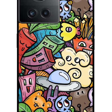 Veggie Doodle OnePlus 10R 5G Glass Case Back Cover by Casekaro