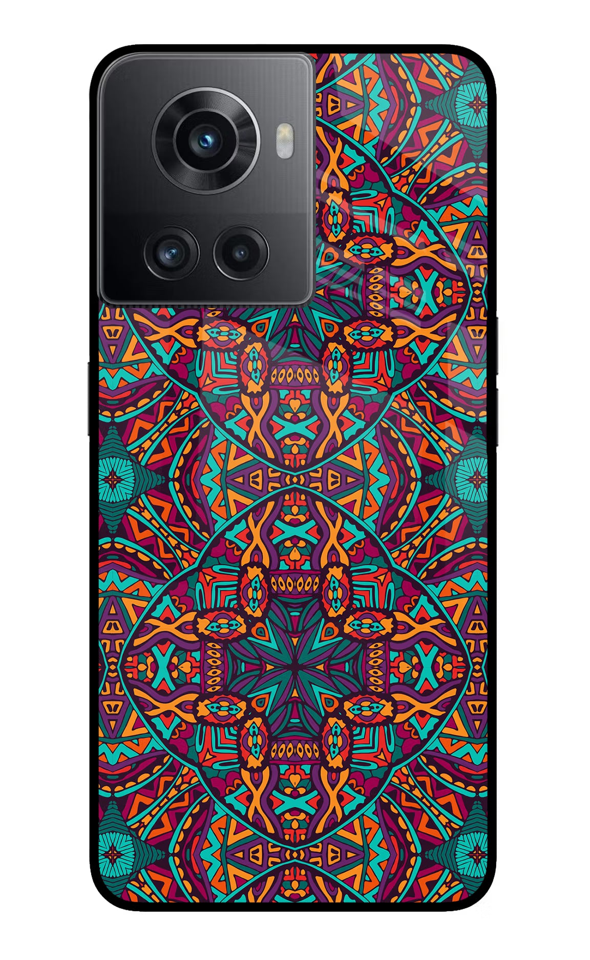 Colour Mandala OnePlus 10R 5G Glass Case Back Cover by Casekaro