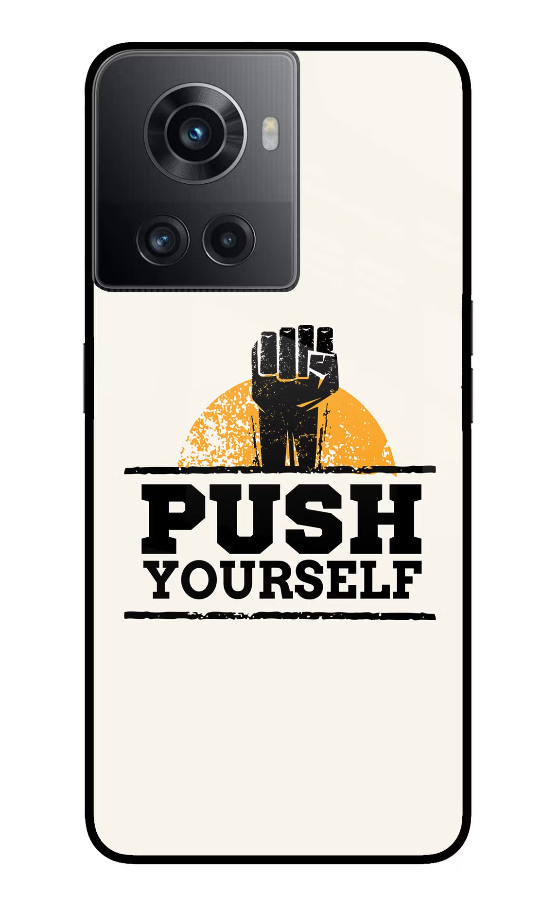 Push Yourself OnePlus 10R 5G Glass Case Back Cover by Casekaro