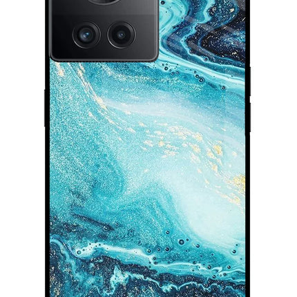 Blue Glitter Marble OnePlus 10R 5G Glass Case