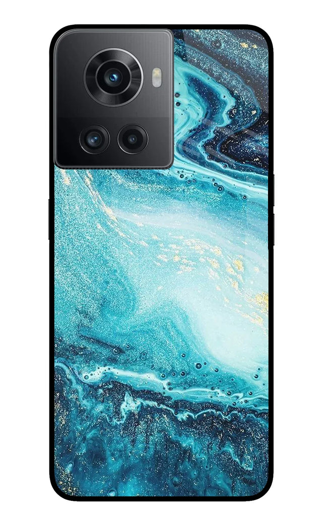 Blue Glitter Marble OnePlus 10R 5G Glass Case