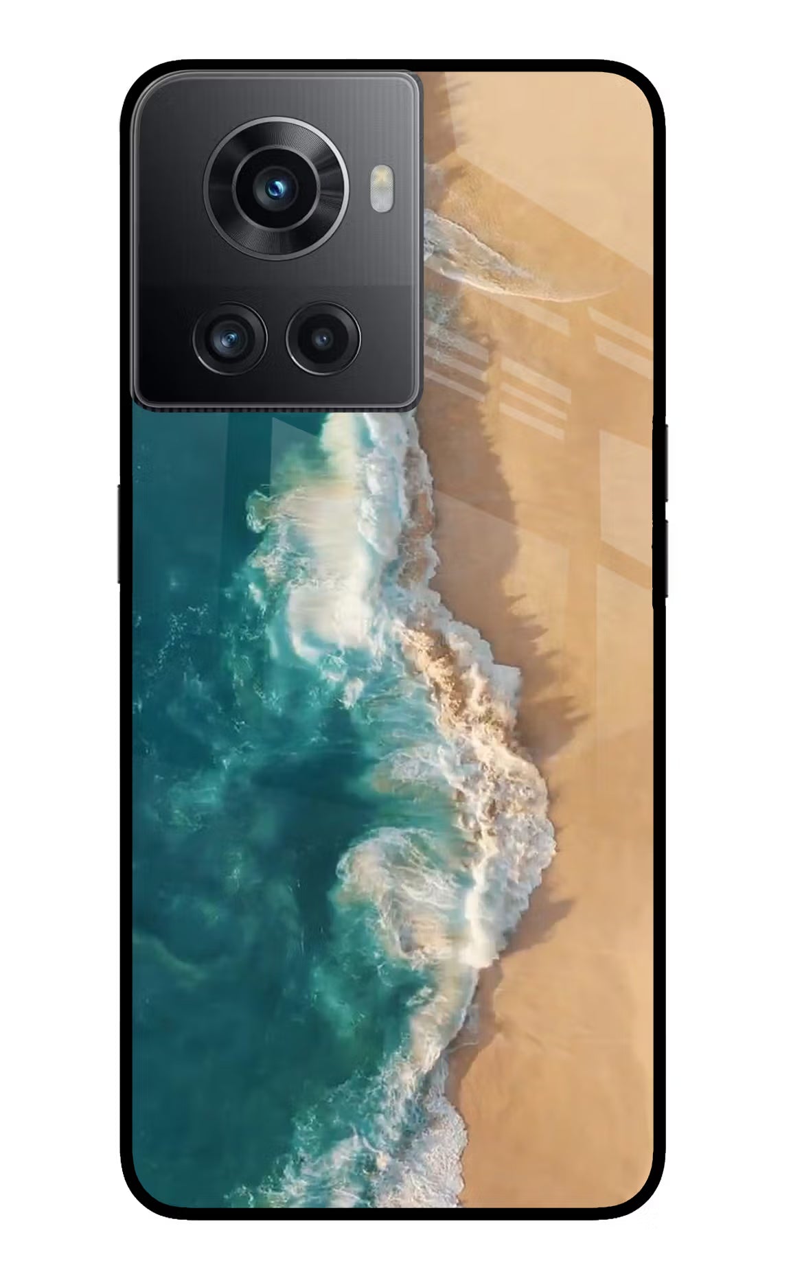 Ocean Beach OnePlus 10R 5G Glass Case Back Cover by Casekaro