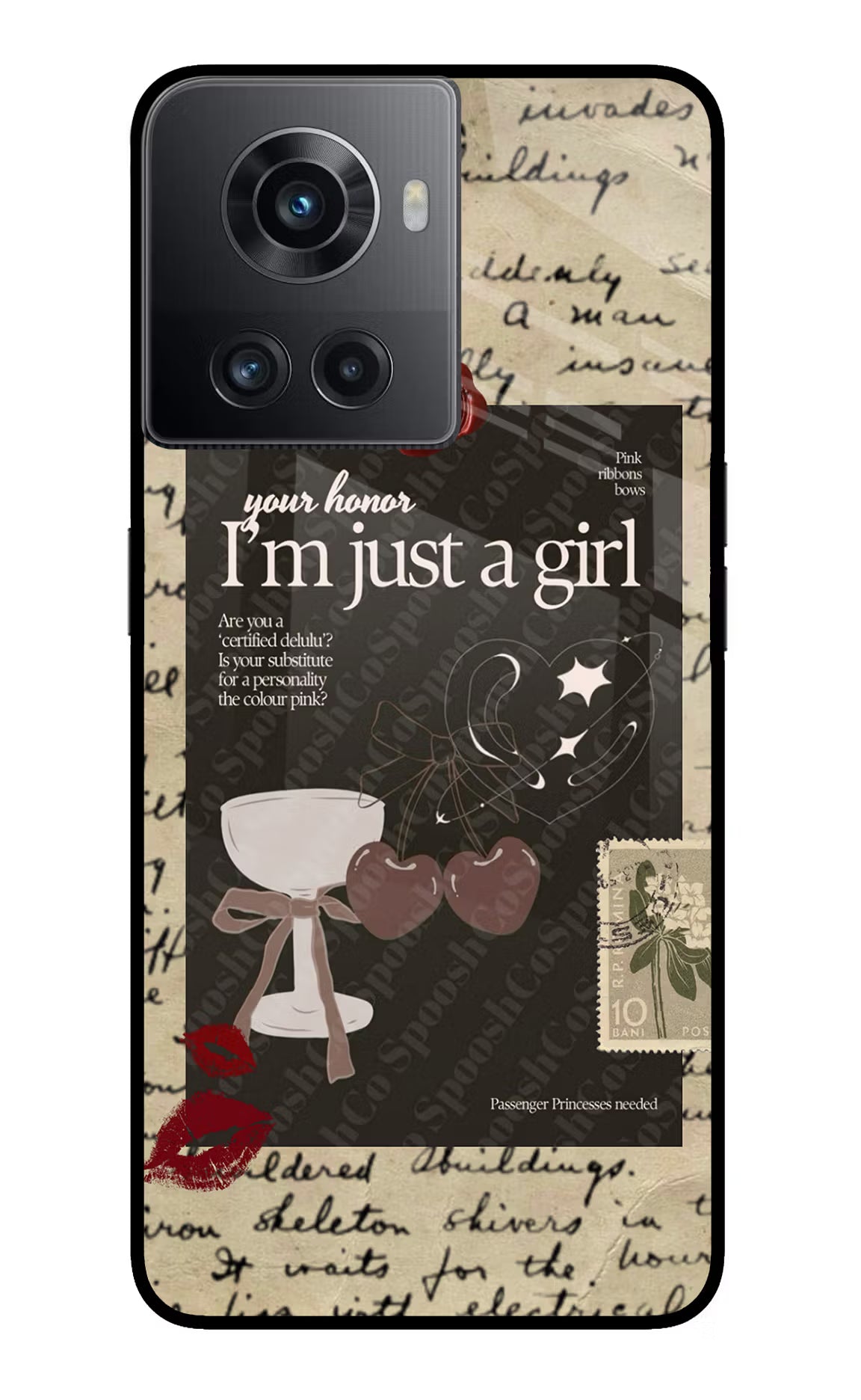 I am just a girl OnePlus 10R 5G Glass Case Back Cover by Casekaro