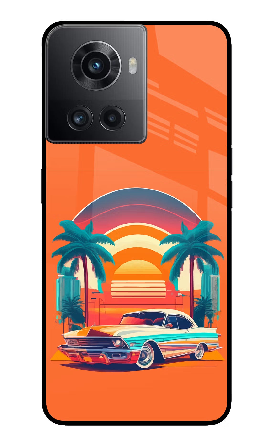 Palm Drive 80s OnePlus 10R 5G Glass Case