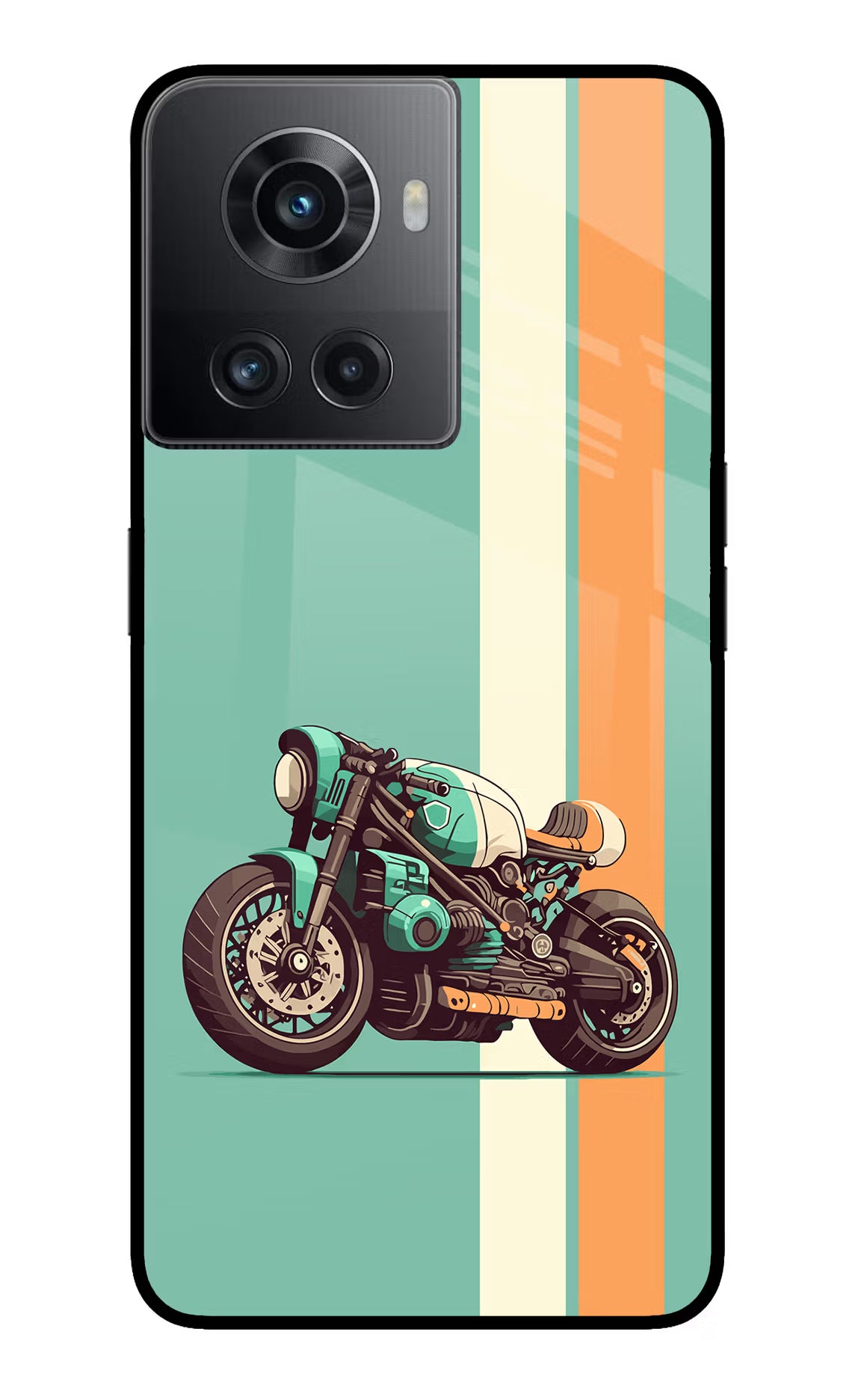 Striped Moto Drift OnePlus 10R 5G Glass Case Back Cover by Casekaro