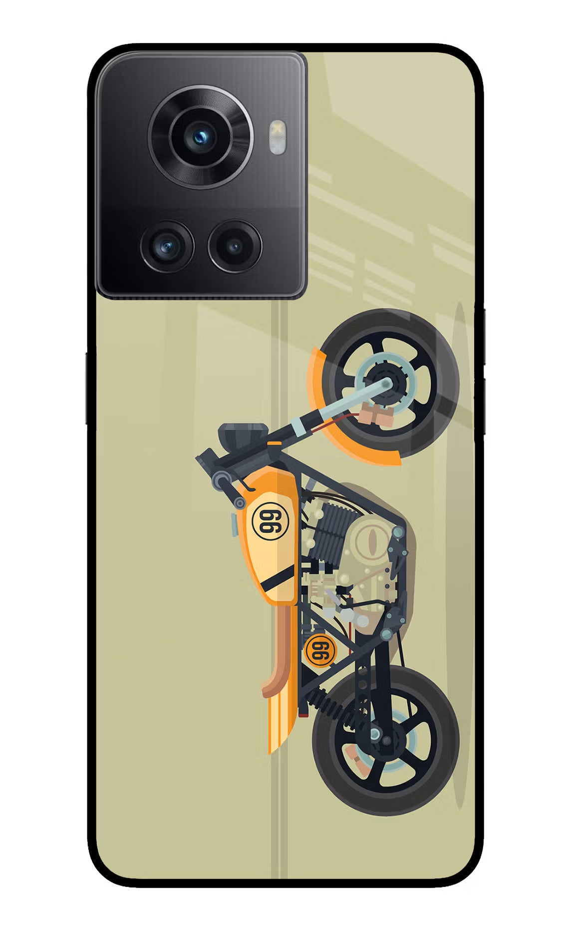 Vertical Speedster OnePlus 10R 5G Glass Case Back Cover by Casekaro