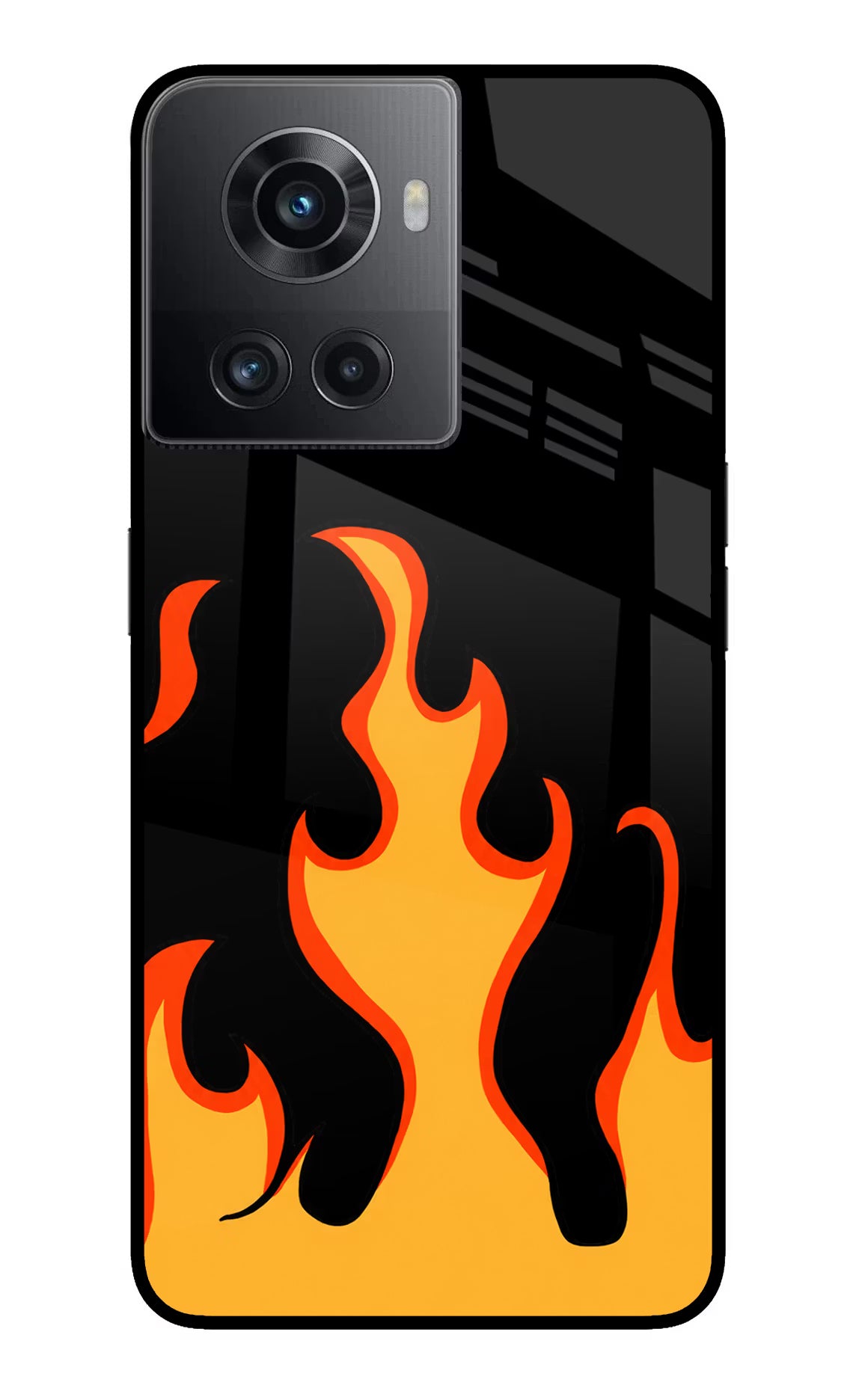 Fired Up – Black OnePlus 10R 5G Glass Case Back Cover by Casekaro