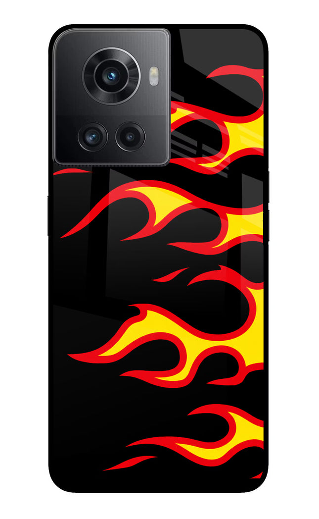 Side Sweep Flames OnePlus 10R 5G Glass Case