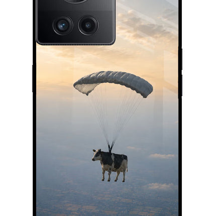 Skydiving Cow OnePlus 10R 5G Glass Case