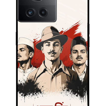 Bhagat Singh Trio OnePlus 10R 5G Glass Case Back Cover by Casekaro