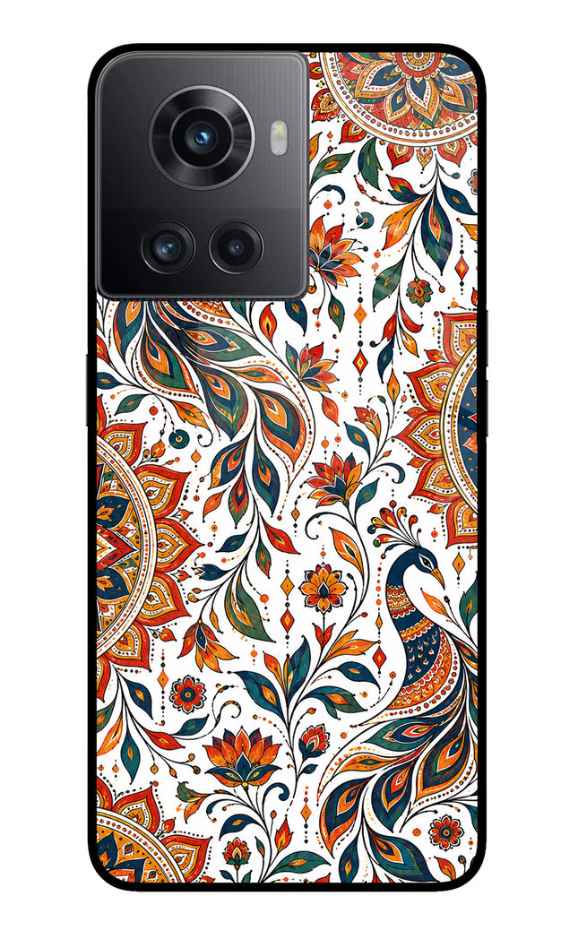 White Mayura OnePlus 10R 5G Glass Case