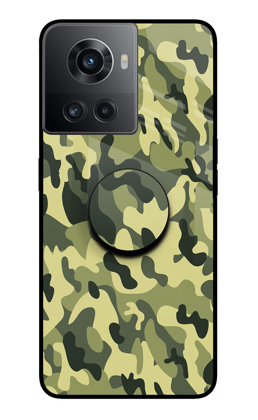 Camouflage OnePlus 10R 5G Pop Case, Glass case