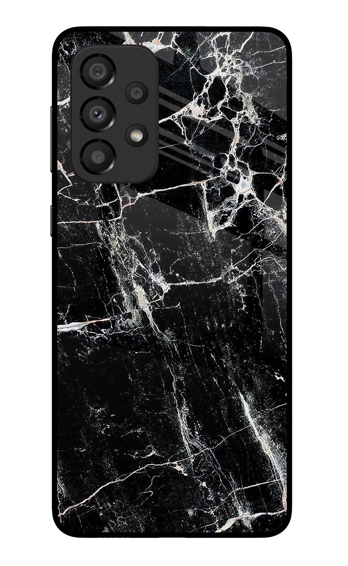Black Marble Texture Samsung A33 5G Glass Case Back Cover by Casekaro