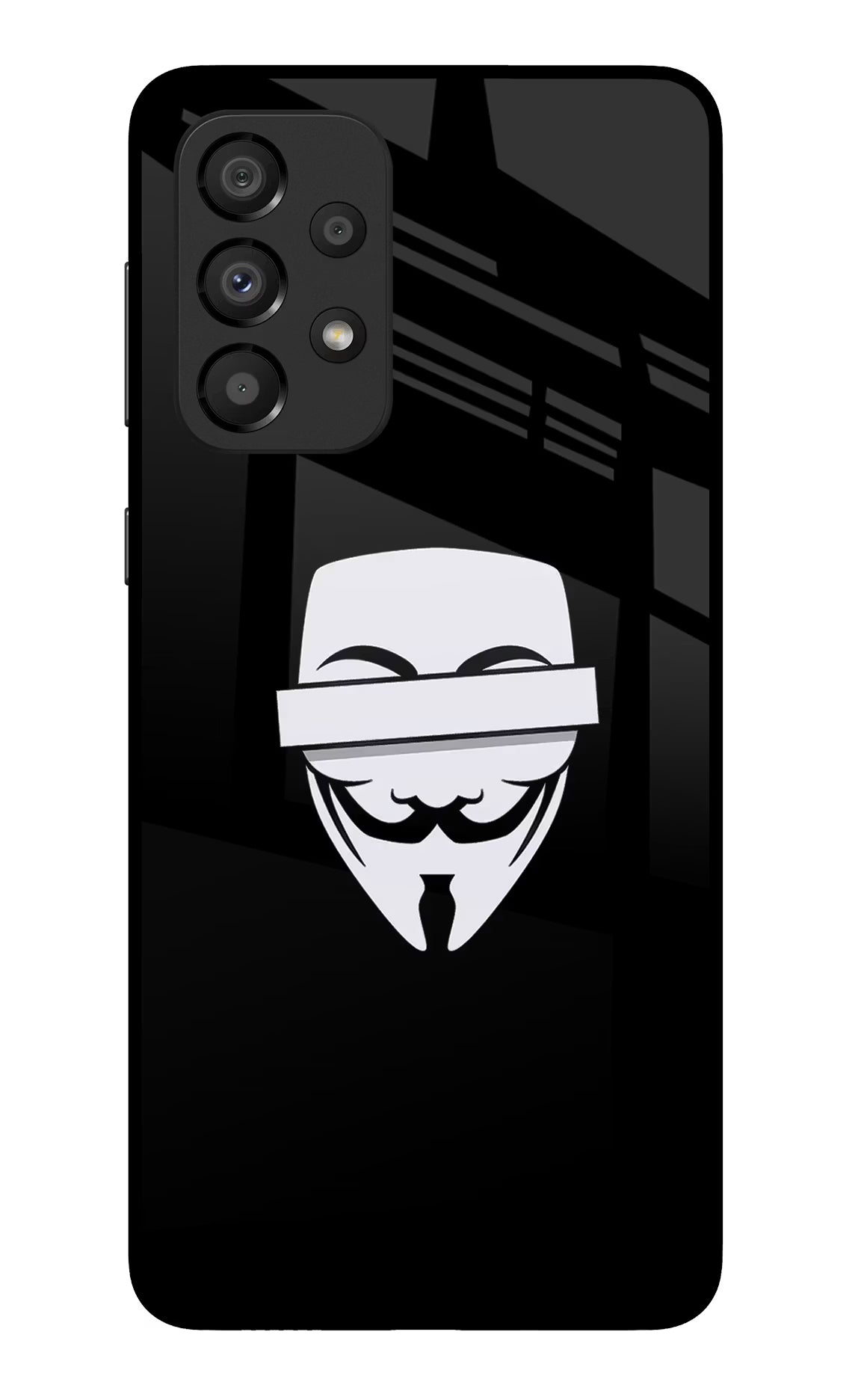 Anonymous Face Samsung A33 5G Glass Case Back Cover by Casekaro