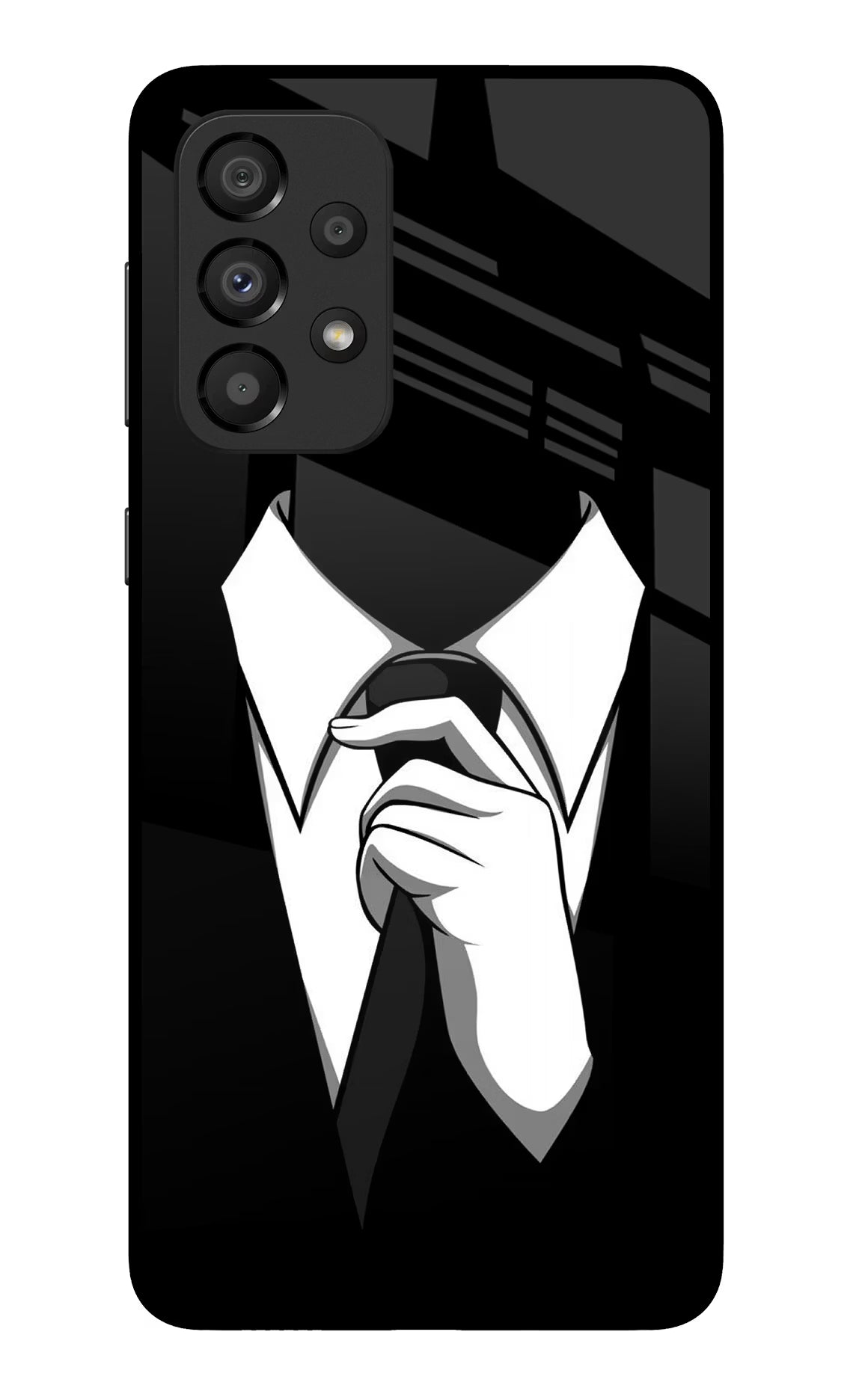 Black Tie Samsung A33 5G Glass Case Back Cover by Casekaro