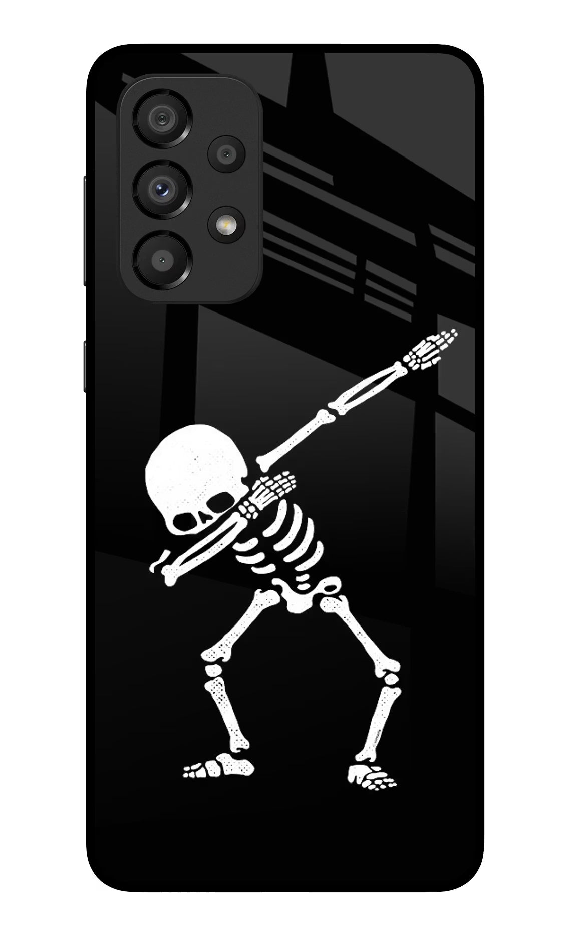 Dabbing Skeleton Art Samsung A33 5G Glass Case Back Cover by Casekaro