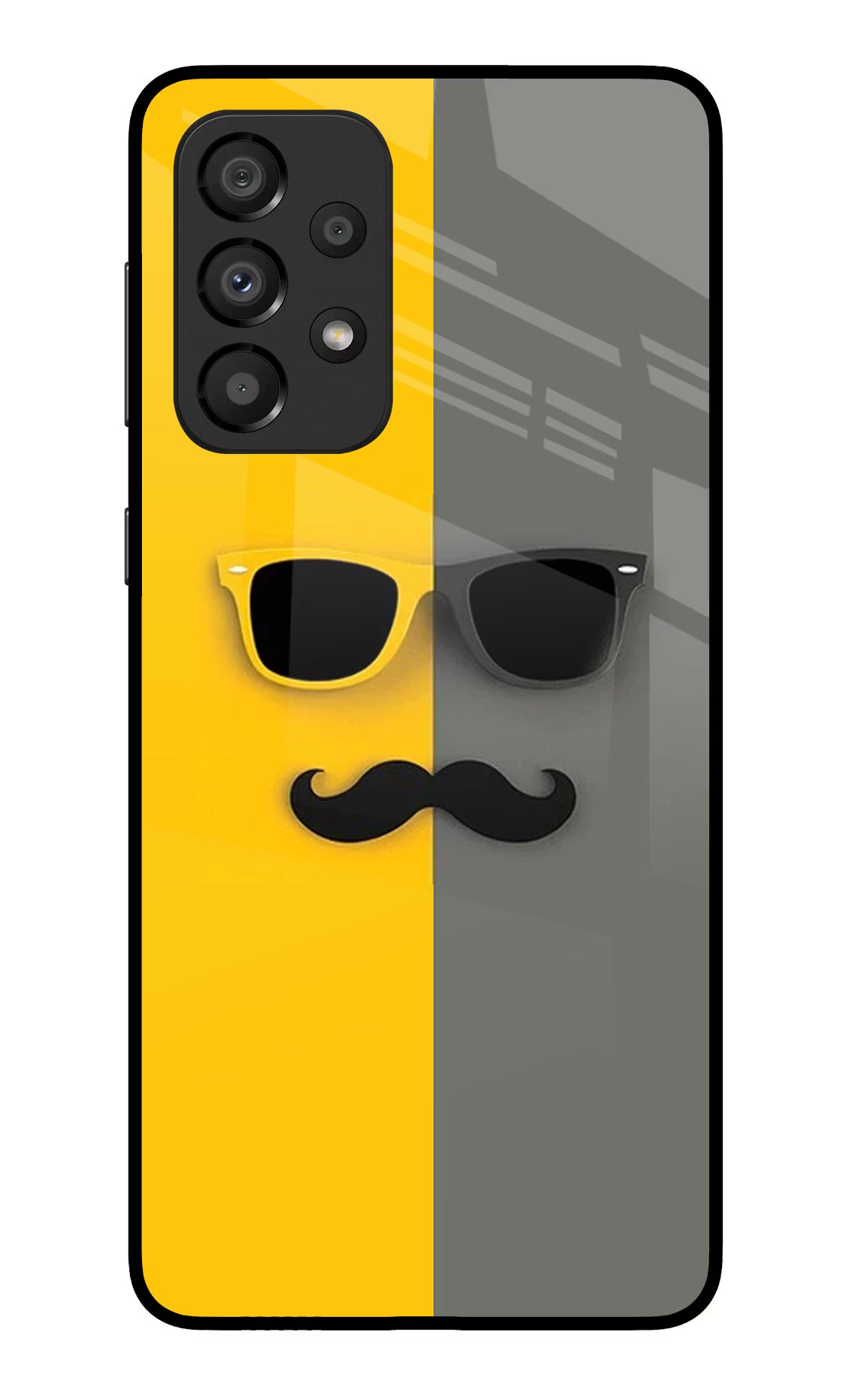Sunglasses with Mustache Samsung A33 5G Glass Case Back Cover by Casekaro