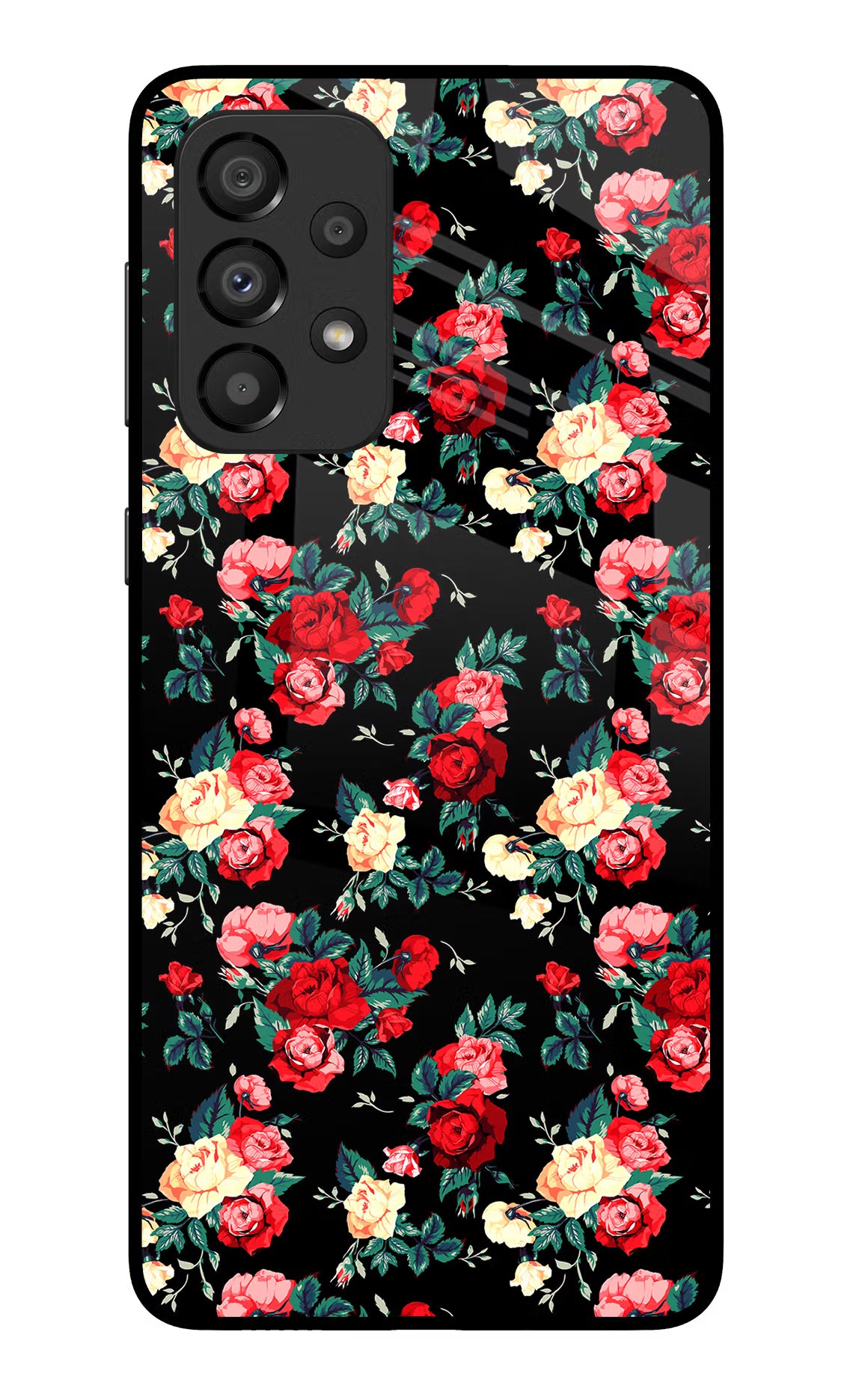 Rose Pattern Samsung A33 5G Glass Case Back Cover by Casekaro