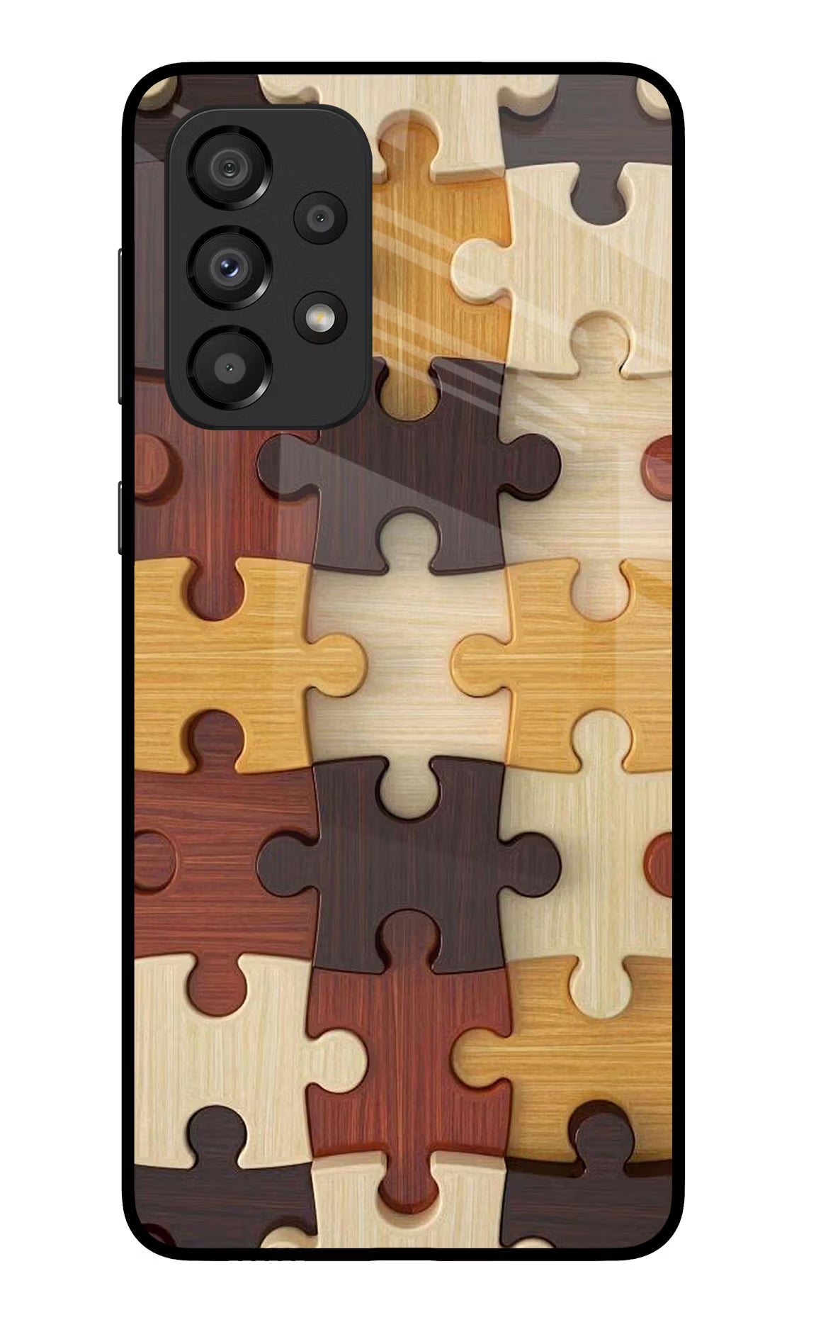 Wooden Puzzle Samsung A33 5G Glass Case Back Cover by Casekaro