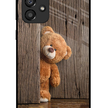 Teddy Wooden Samsung A33 5G Glass Case Back Cover by Casekaro