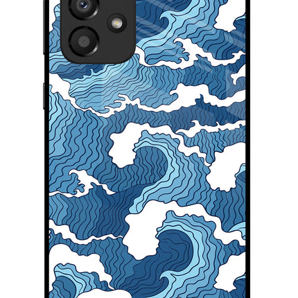 Blue Waves Samsung A33 5G Glass Case Back Cover by Casekaro