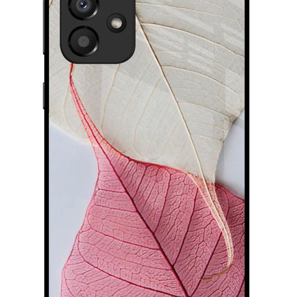 White Pink Leaf Samsung A33 5G Glass Case
