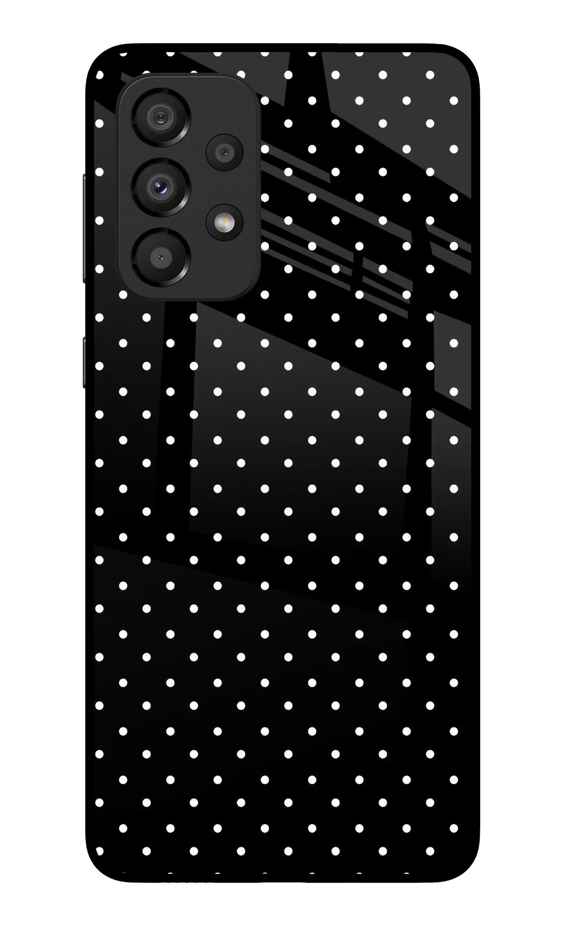 White Dots Samsung A33 5G Glass Case Back Cover by Casekaro