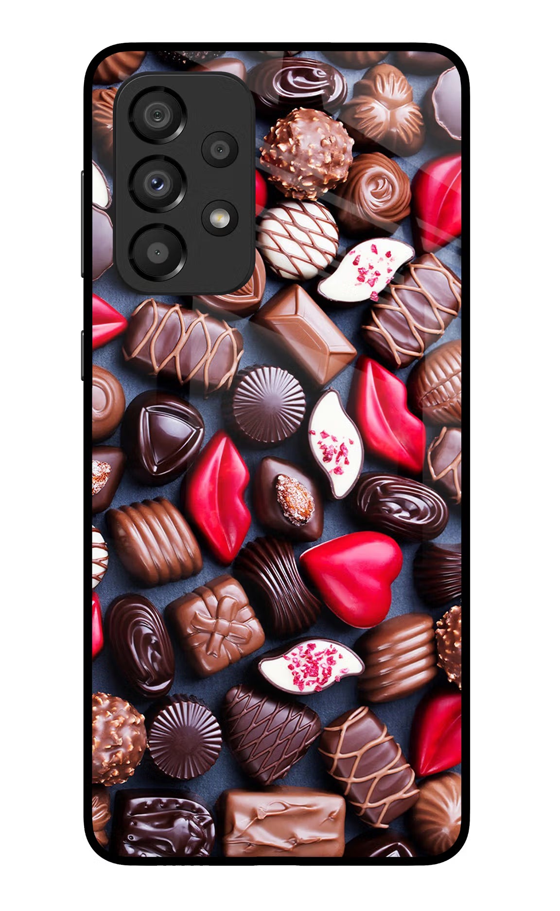 Chocolates Samsung A33 5G Glass Case Back Cover by Casekaro