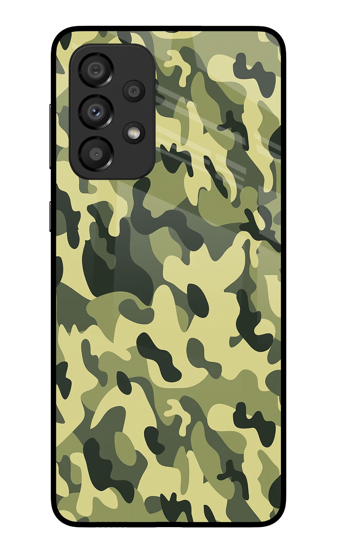 Camouflage Samsung A33 5G Glass Case Back Cover by Casekaro