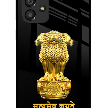 Satyamev Jayate Golden Samsung A33 5G Glass Case