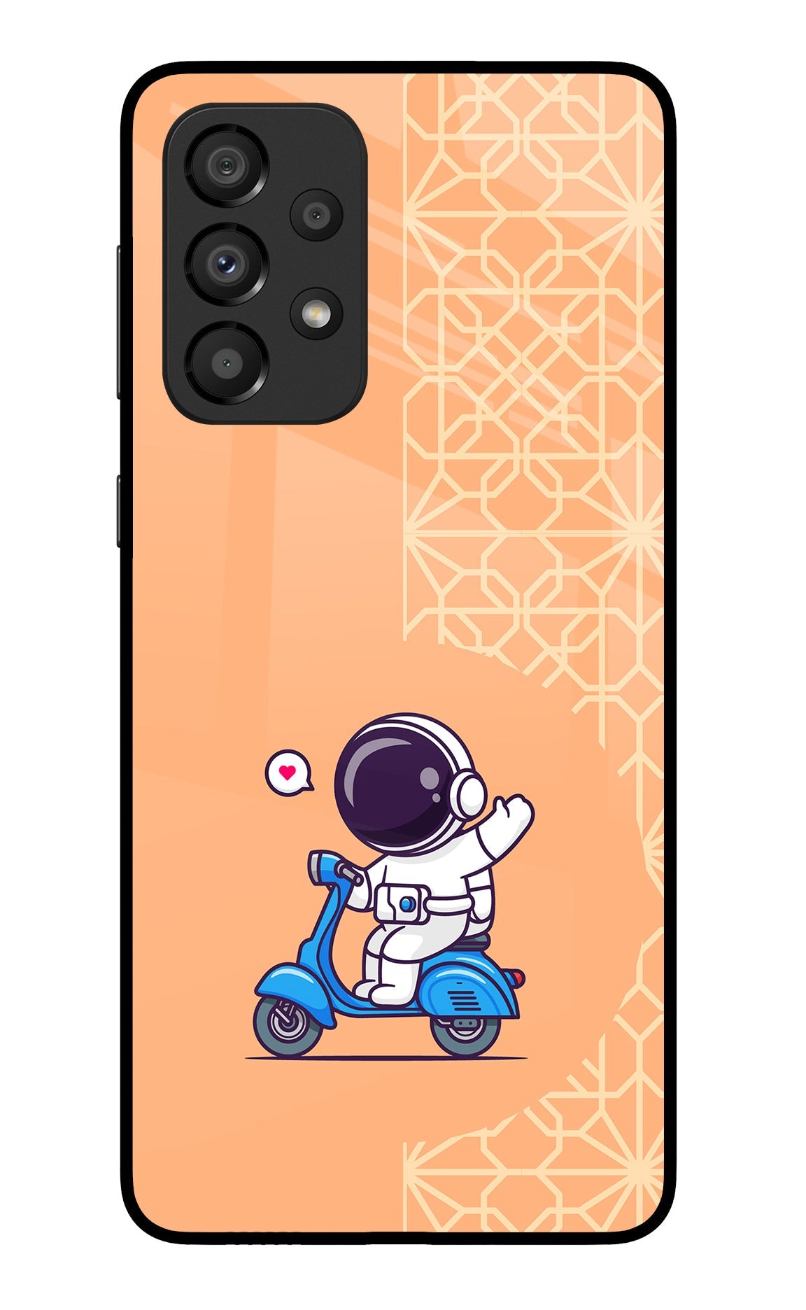 Cute Astronaut Riding Samsung A33 5G Glass Case